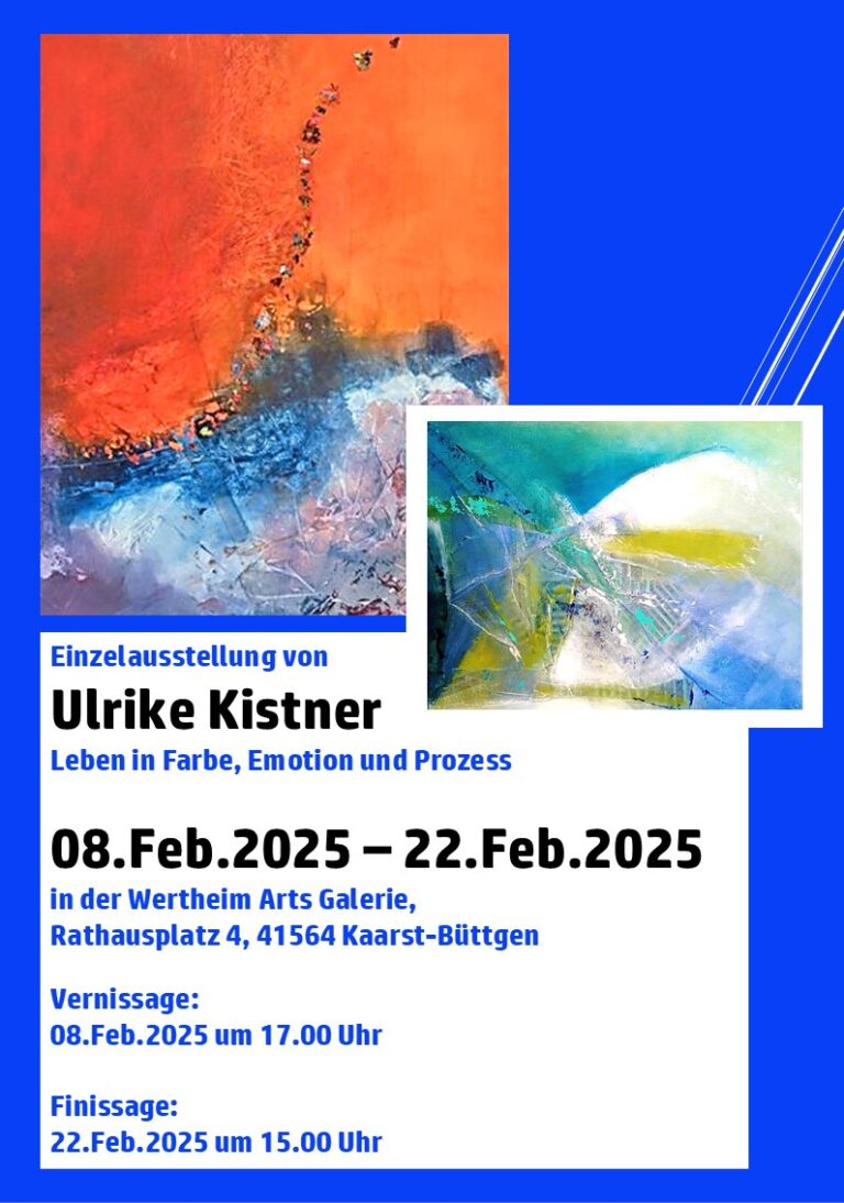 Vernissage am 08.02.25 um 17.00 Uhr, Finnissage am 22.02.25 um 15.00 Uhr